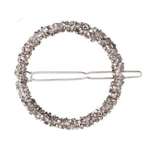 NWT-Circle Barrette, Silver Rhinestones